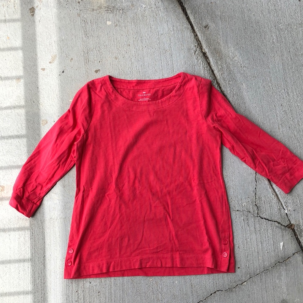 Salmon Talbots 3/4 sleeve cotton tee